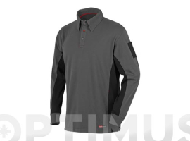 POLO MANGA LARGA STRETCH GRIS