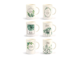 MUG NEW BONE CHINA HOJAS